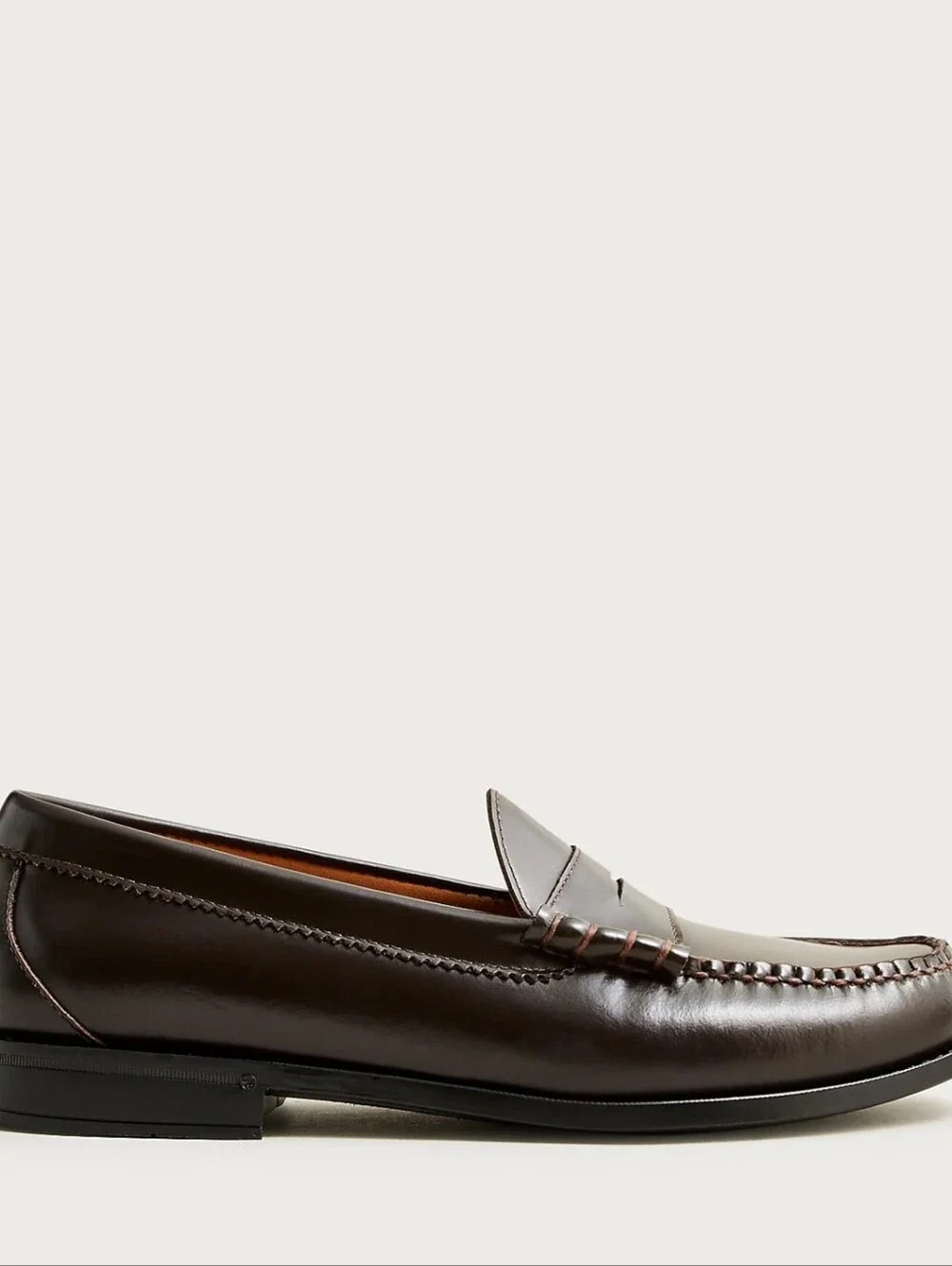 J. Crew Camden Classic Leather Penny Loafers in Dark Brown With Rubber Soles